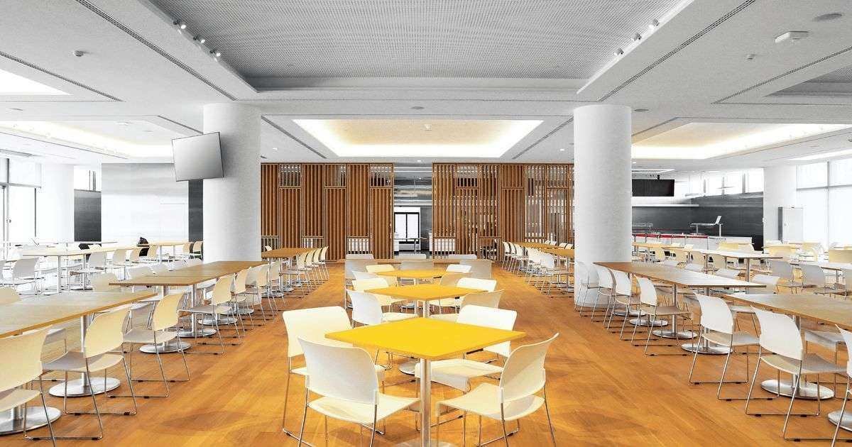 Institute of Medicine Dean’s Office building, located within Maharajgunj Medical Campus, Tribhuvan University, features a spacious cafeteria serving students and faculty alike.